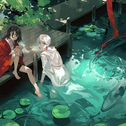 This is a pixiv picture whose title is 青時雨に会いに.