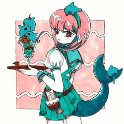 This is a pixiv picture whose title is 🦈チョコミントサメパフェ🦈.