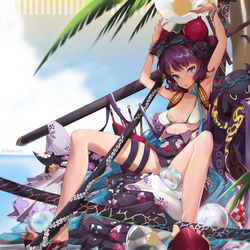 This is a pixiv picture whose title is 水着北斎.