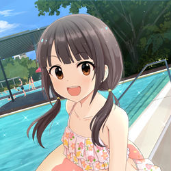 This is a pixiv picture whose title is 水着おさげちゃん.