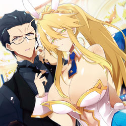 This is a pixiv picture whose title is 【ディーラー（騎士）とバニー（王）】.