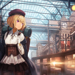 This is a pixiv picture whose title is 駅.