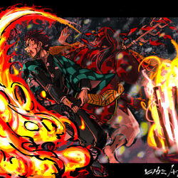 This is a pixiv picture whose title is ヒノカミ神楽.