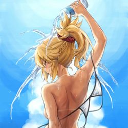 This is a pixiv picture whose title is 暑いモードレッド.