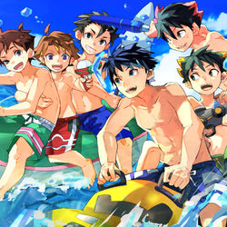 This is a pixiv picture whose title is シンカリオン夏.