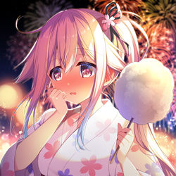 This is a pixiv picture whose title is 春雨ちゃんと夏祭りで.