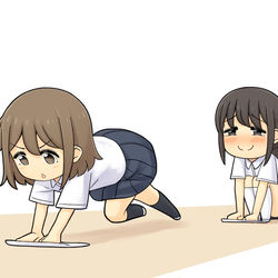 This is a pixiv picture whose title is たまには雑巾がけもいいもんですね、先輩.