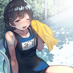 This is a pixiv picture whose title is スク水美兎ちゃん.