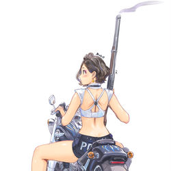 This is a pixiv picture whose title is 『女主任・岸見栄子』よりウィンチェスター見栄子withハーレー.