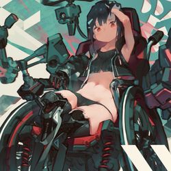 This is a pixiv picture whose title is 車椅子と義肢.