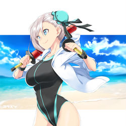 This is a pixiv picture whose title is 水着の武蔵ちゃん祈願.