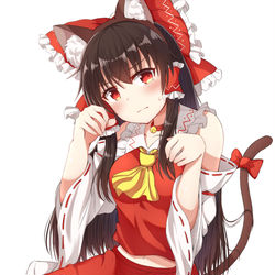 This is a pixiv picture whose title is ねこみみ霊夢さん！！.