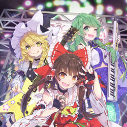 This is a pixiv picture whose title is 博麗神社の歌祭！.