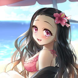 This is a pixiv picture whose title is 夏の禰豆子.