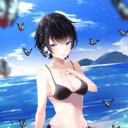 This is a pixiv picture whose title is アサギマダラと夏.