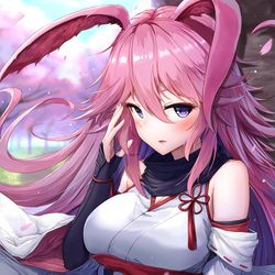 This is a pixiv picture whose title is 「桜の木の下で」.