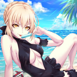 This is a pixiv picture whose title is 水着アルトリアオルタ.