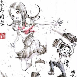 This is a pixiv picture whose title is 【極道畫師】高木&西片.