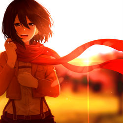 This is a pixiv picture whose title is 『私に、マフラーを巻いてくれてありがとう』.