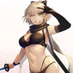 This is a pixiv picture whose title is 水着沖田さん.