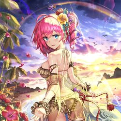This is a pixiv picture whose title is 砂浜で夏の終わり.