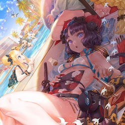 This is a pixiv picture whose title is 水着北斎.