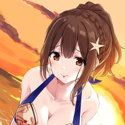 This is a pixiv picture whose title is 夕日.