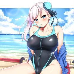 This is a pixiv picture whose title is 競泳水着武蔵ちゃん.