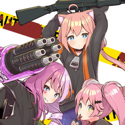 This is a pixiv picture whose title is 黒パーカーピンク女子ガンナー固定.