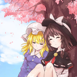This is a pixiv picture whose title is 桜の木の下で.