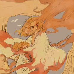 This is a pixiv picture whose title is 炎の血族.
