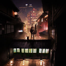 This is a pixiv picture whose title is 狐とカエルの旅.