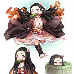 This is a pixiv picture whose title is Little Nezuko.