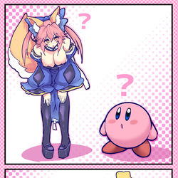 This is a pixiv picture whose title is キャス狐とカービィ.