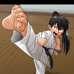 This is a pixiv picture whose title is 習作「空手　上段蹴り」.