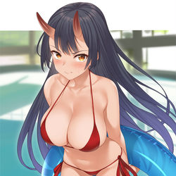 This is a pixiv picture whose title is プールの鬼娘.