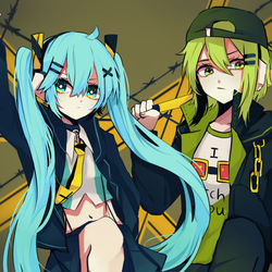 This is a pixiv picture whose title is GUMIKU GUMI x 初音ミク log12.