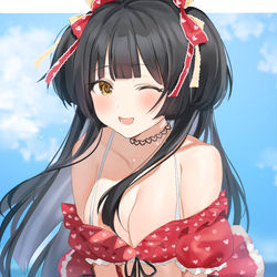 This is a pixiv picture whose title is 冬優子水着.