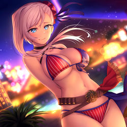 This is a pixiv picture whose title is 水着武蔵ちゃんに夜プールに呼び出されるルート.