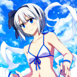 This is a pixiv picture whose title is 青空と水着妖夢ちゃん！.