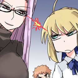 This is a pixiv picture whose title is ホロアタのしょっちゅう険悪になるセイバーとライダーが好きです.