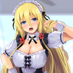 This is a pixiv picture whose title is 巨乳メイド好きになってしまった原因のキャラ.