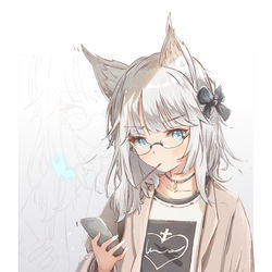 This is a pixiv picture whose title is 🦊ケモミミ x メガネ🦊.