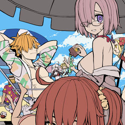 This is a pixiv picture whose title is 水着ぐだ子寝そべり.