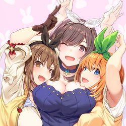 This is a pixiv picture whose title is 巨乳ウサ耳リボンの森.
