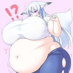 This is a pixiv picture whose title is 白扇さん肥満化.