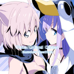 This is a pixiv picture whose title is 水着沖田と水着メルトリリス祈願.