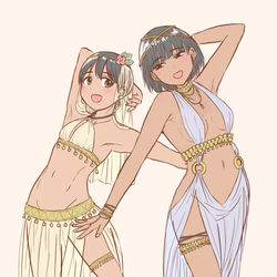 This is a pixiv picture whose title is 踊り子のおねえさん百合.