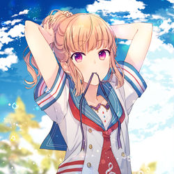 This is a pixiv picture whose title is ポニテ似合うかな？.
