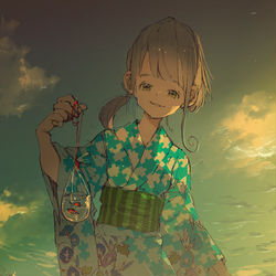 This is a pixiv picture whose title is 夏おわっちゃうね.